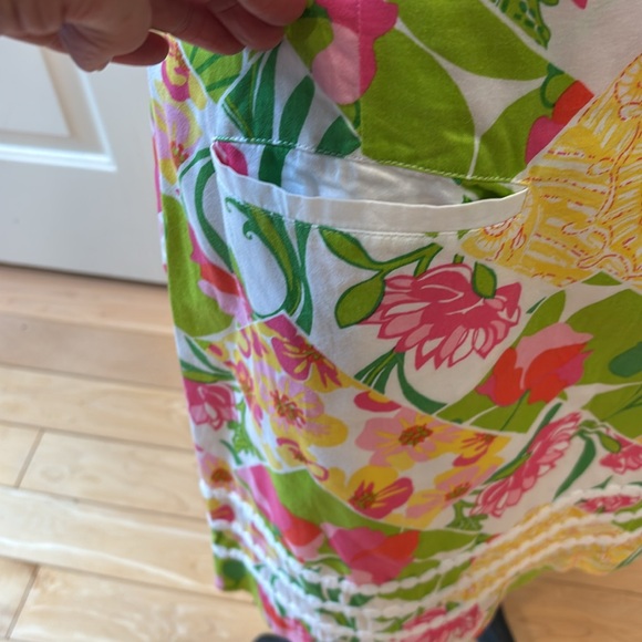 Lilly Pulitzer Fully Limned Yellow Pink Embellished Mini Pencil Skirt - Picture 4 of 10